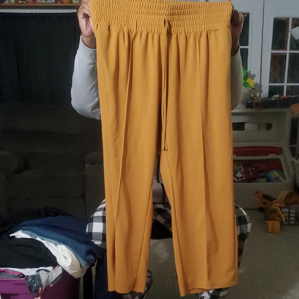 SHEIN Mustard Yellow Wide-Leg Pants